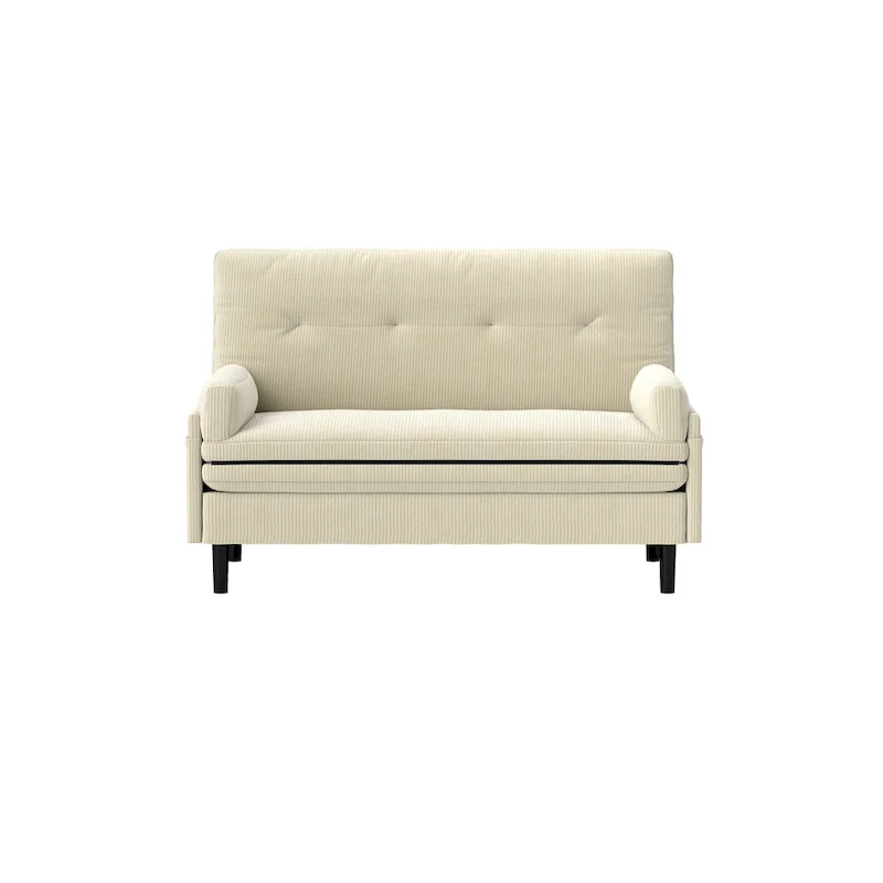 Ivory 55.11 Multi-Functional Corduroy Loveseat, Convertible Lounge Chair, Bed