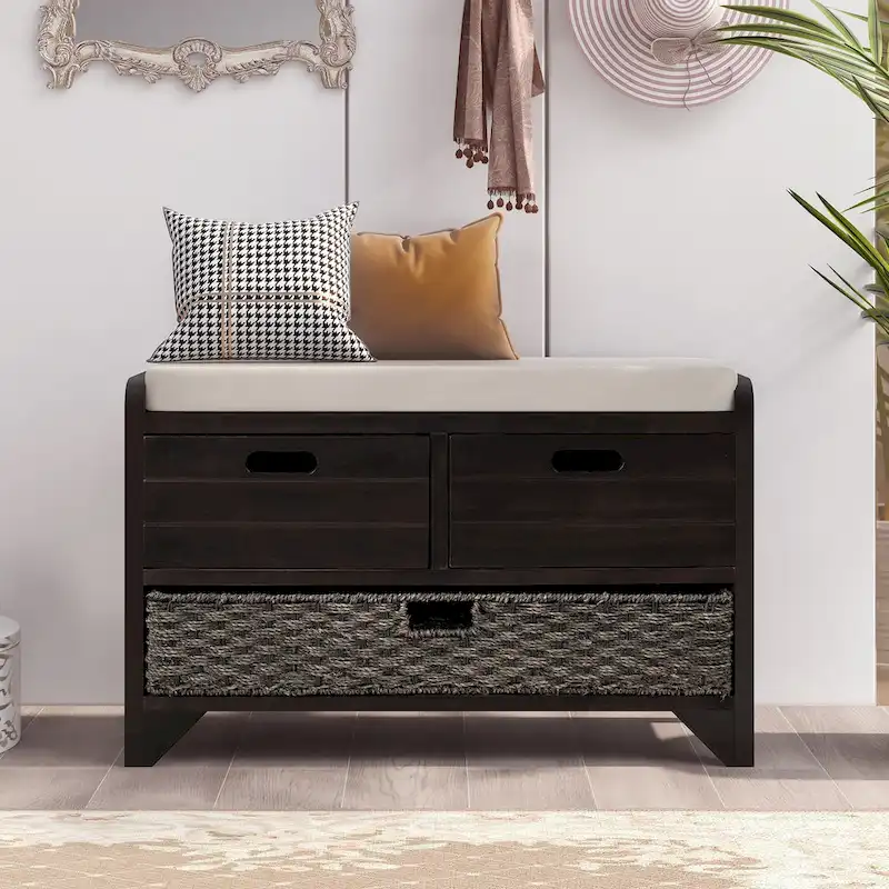 Fully Assembled Shoe Bench with Removable Cushion