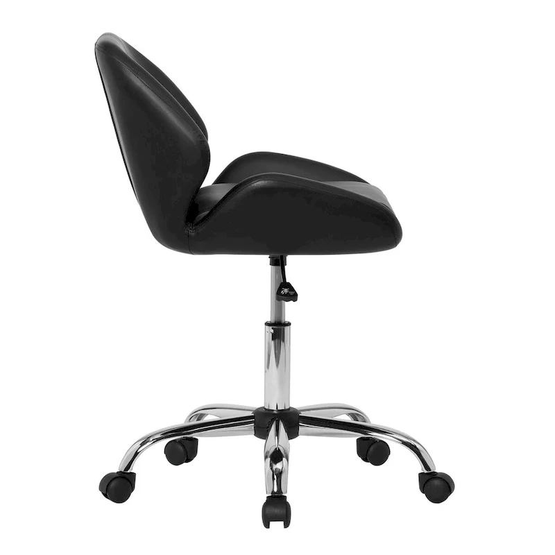 Faux Leather Adjustable Office Task Chair with 5-Star Chrome Base and 360° Swivel – Silver / Black, for 1 Person