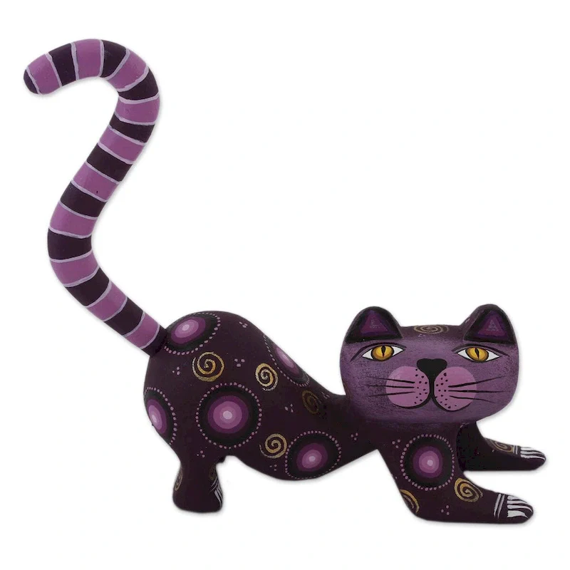 Novica Handmade Curiosity Cousin In Purple Wood Alebrije Figurine