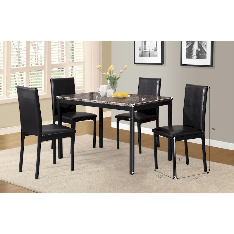 Modern 5-Piece Dining Set with Rectangular Table & 4 High Back Chairs