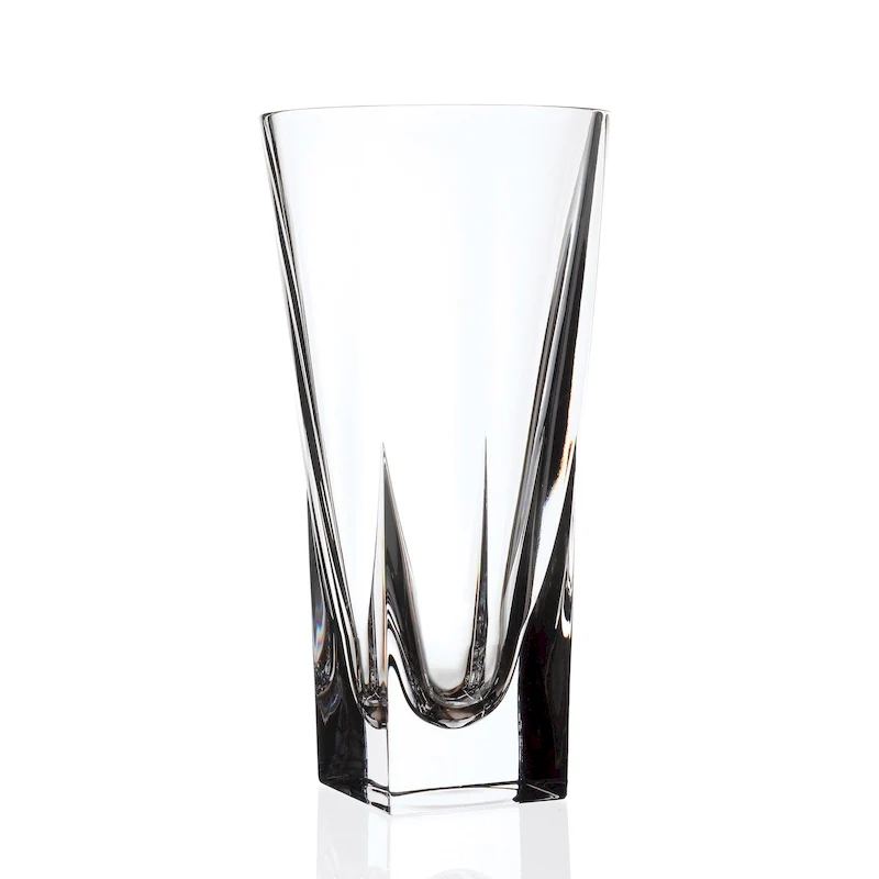 Majestic Gifts Glass Flower Vase-Square Bottom,Round Opening-12 Height