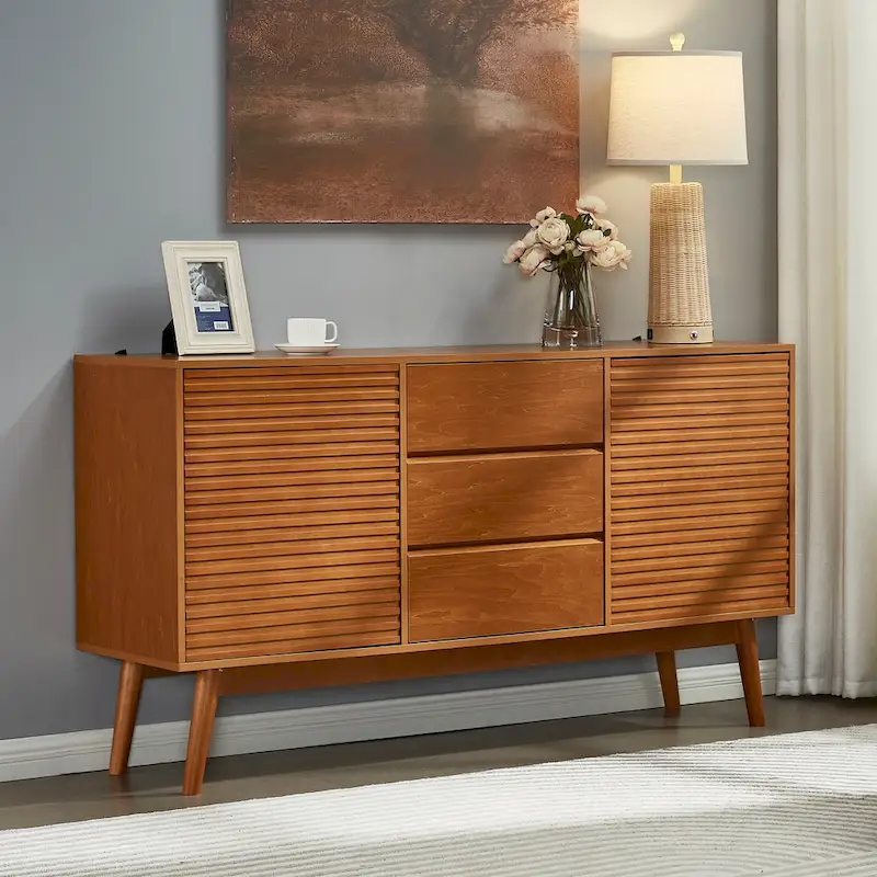 Brown Wood Grain TV Stand & Sideboard Cabinet for TVs up to 65 in.