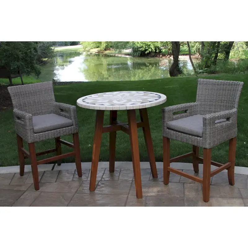 Eilaf Counter Height Wicker & Eucalyptus with Olefin Cushion, 2pk.