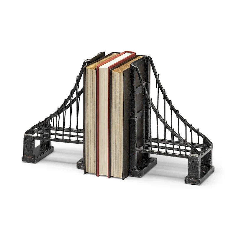 HomeRoots Set of Two 10  Brown Polyresin Decorative Bookends - 10.0394  H x 3.937  W x 19  D