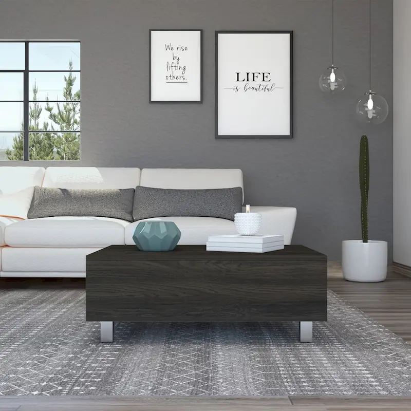 FM Furniture Boston Lift Top Coffee Table with Hidden Storage Compartment