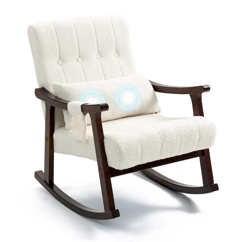 AVAWING Upholstered Rocking Chair with Massage Lumbar Support