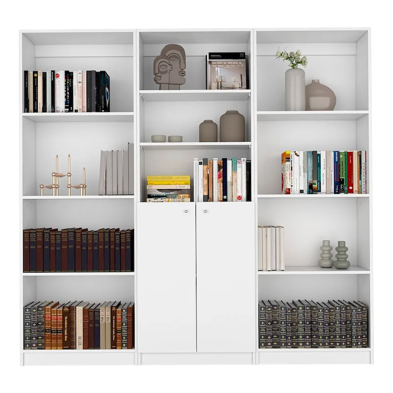 Kenyon 3pc Set 74 Wide 5-Shelf and Cabinet Bookcase