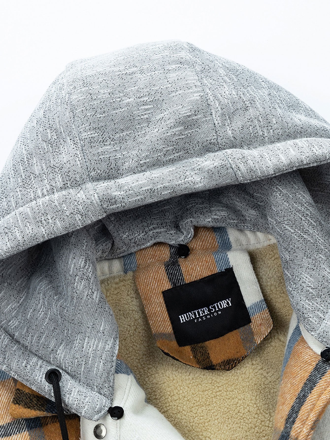 Teddy Fleece Lined Detachable Hooded Flannel Plaid Coat