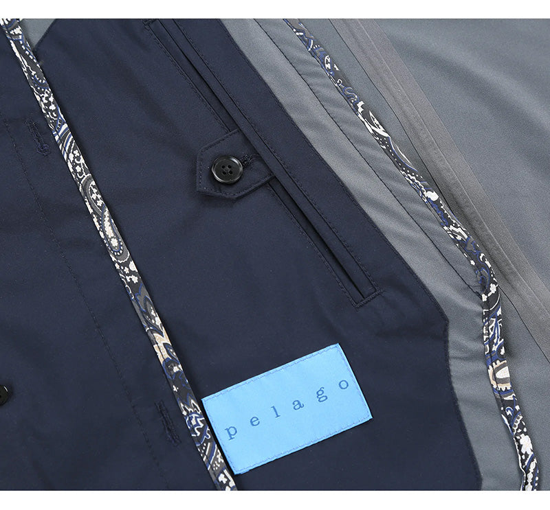 PELAGO Standard Collar Functional Trench Coat With Removable Quilted Liner in Navy