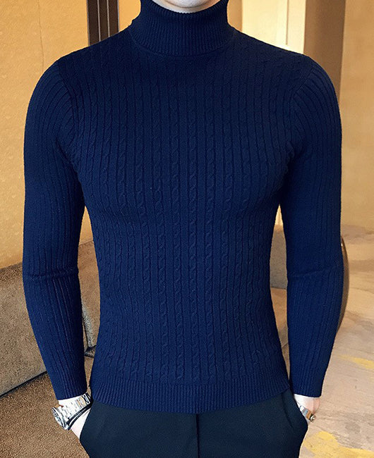 Plain Cable Knit Long Sleeve Sweater
