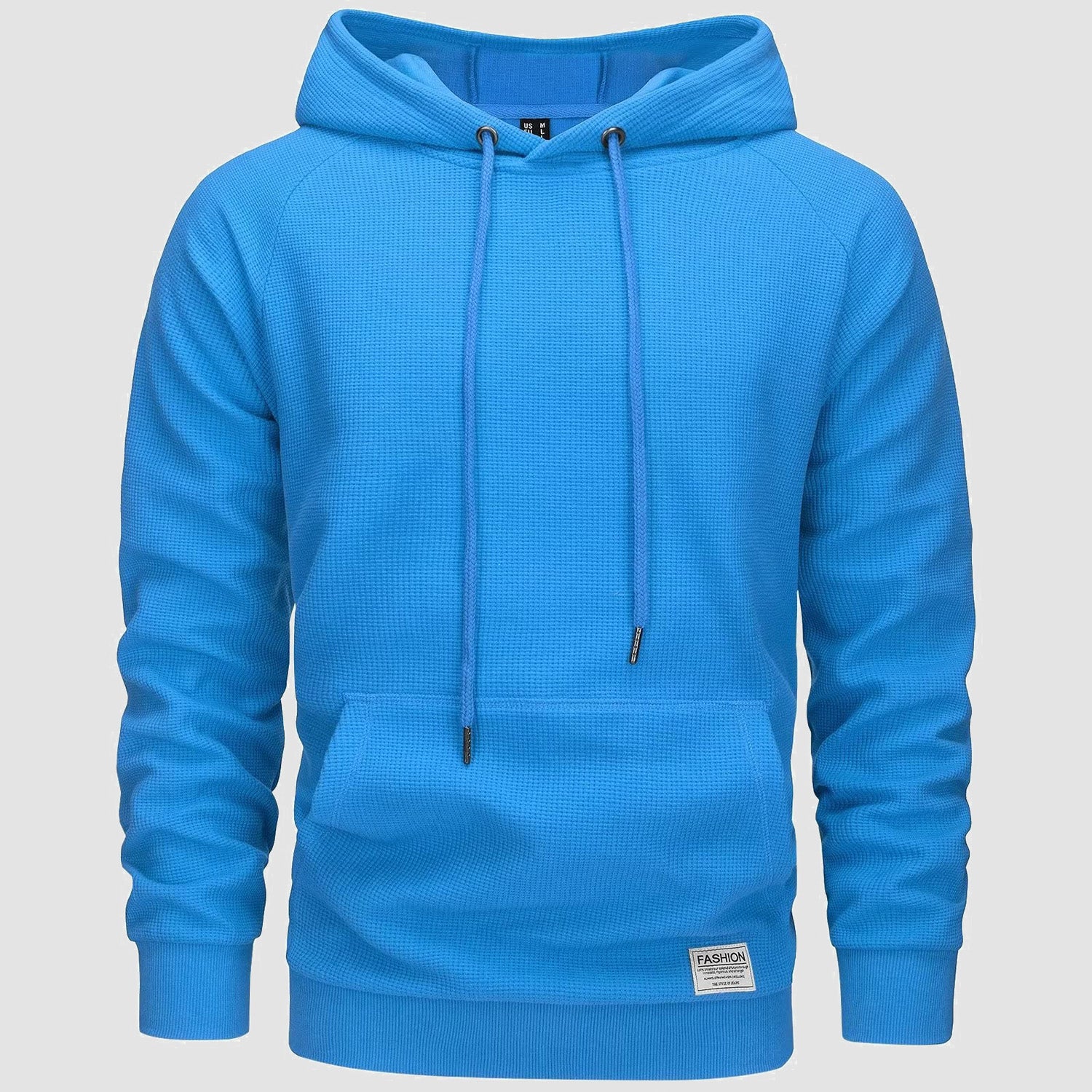 Men's Pullover Hoodies Waffle Knit Long Sleeve Drawstring Casual Active Hooded Sweatshirts with Kangaroo Pockets
