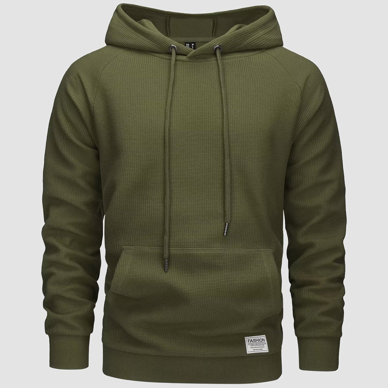 Men's Pullover Hoodies Waffle Knit Long Sleeve Drawstring Casual Active Hooded Sweatshirts with Kangaroo Pockets