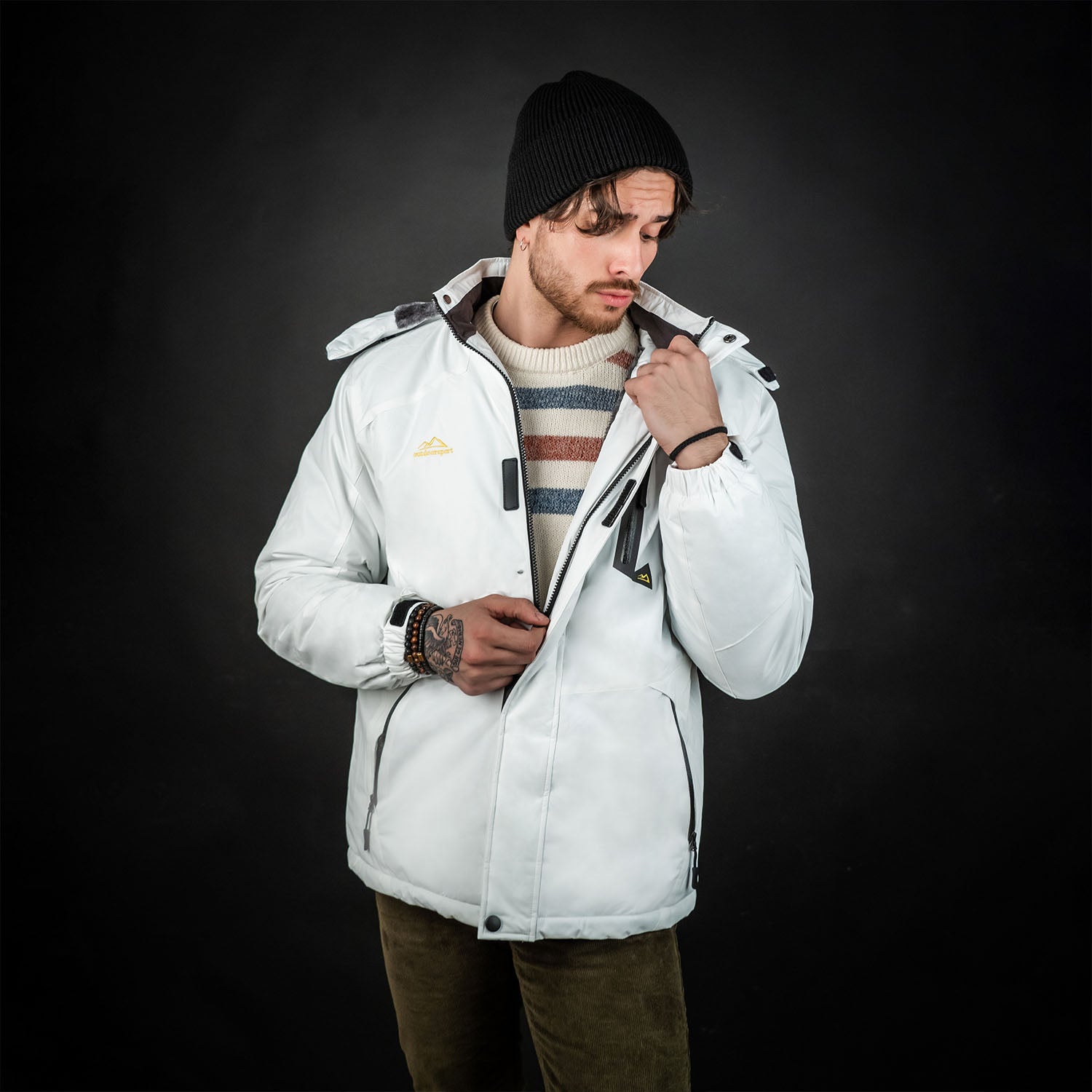 Men's Winter Jacket Water Repellent Ski Snow Jacket Warm Fleece Coat Parka Raincoats With Multi-Pockets