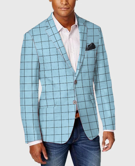OK Casual Plaid Print Notch Lapel Two Button Blazer