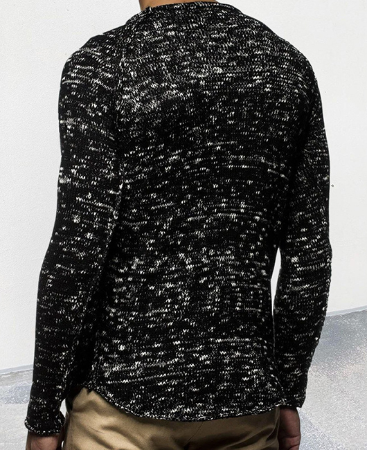 Knitted Smudge Crew Neck Long Sleeve Slim Fit Sweater