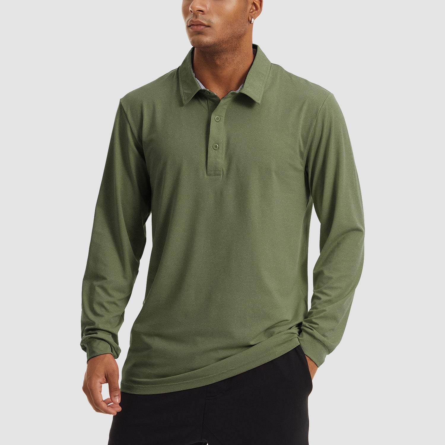 Men's Polo Shirts Long Sleeve Golf Shirts Quick Dry Performance Pique Jersey Sport