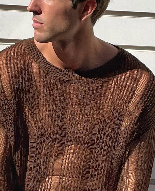 Casual Plain Hollow Crew Neck Long Sleeve Shirt