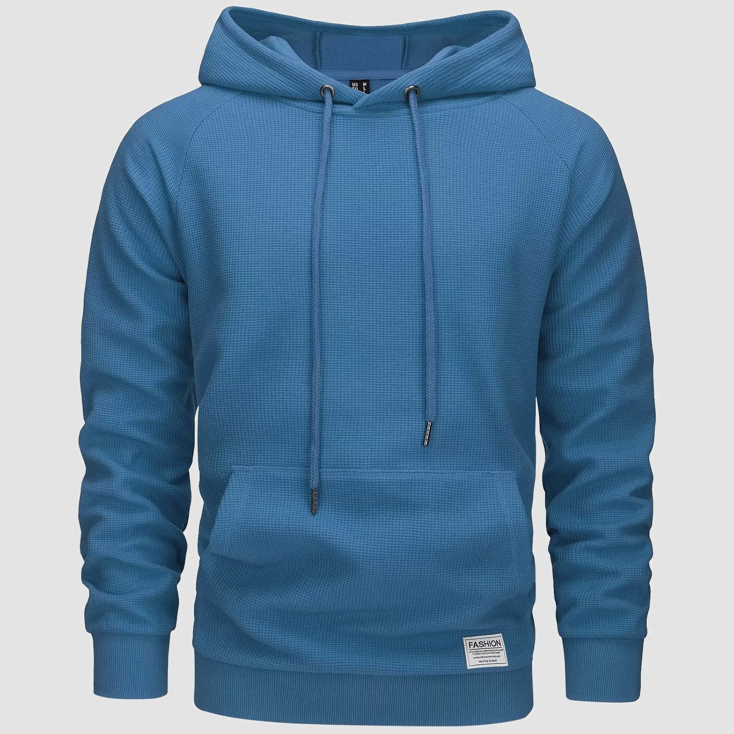 Men's Pullover Hoodies Waffle Knit Long Sleeve Drawstring Casual Active Hooded Sweatshirts with Kangaroo Pockets