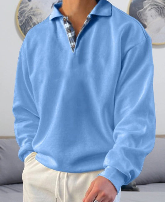 Elegant Plain Lapel Neck Long Sleeve Loose Shirt