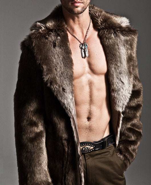 Casual Lapel Faux Fur Luxury Longline Coat