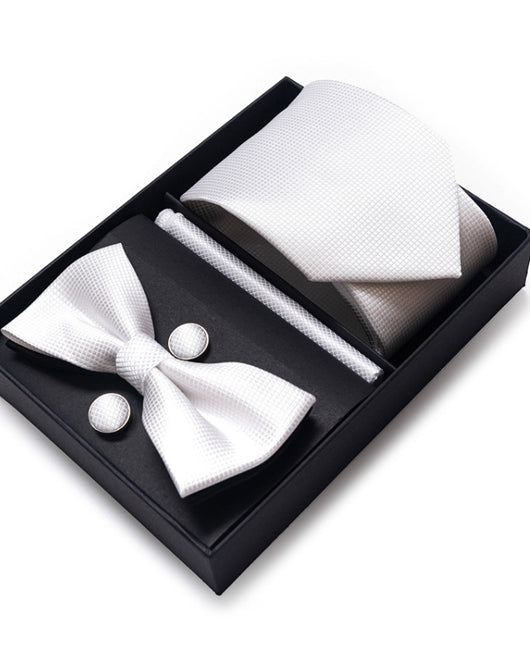 Business Allover Print Tie & Scarves & Cufflinks & Bow Tie 4Ps Set
