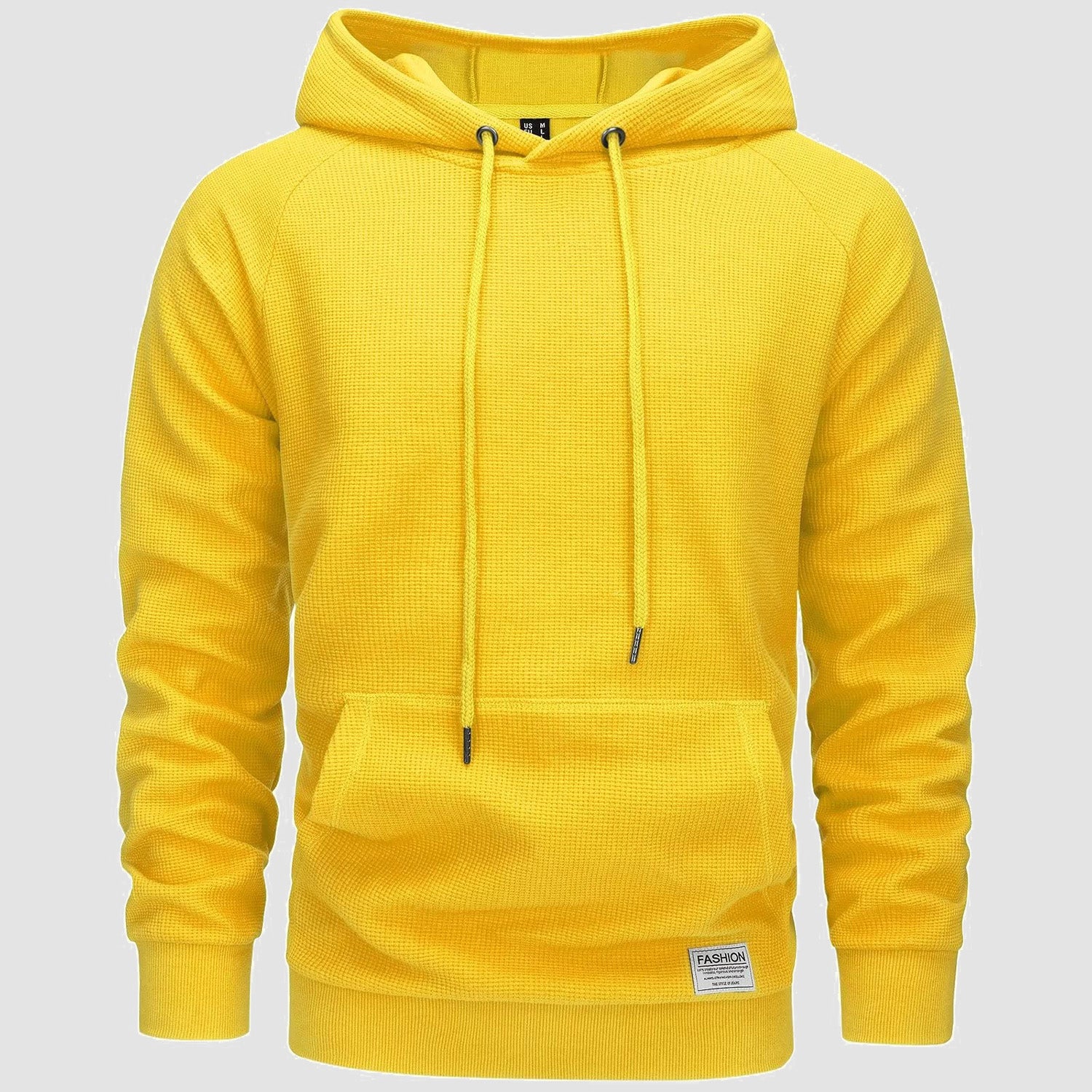 Men's Pullover Hoodies Waffle Knit Long Sleeve Drawstring Casual Active Hooded Sweatshirts with Kangaroo Pockets