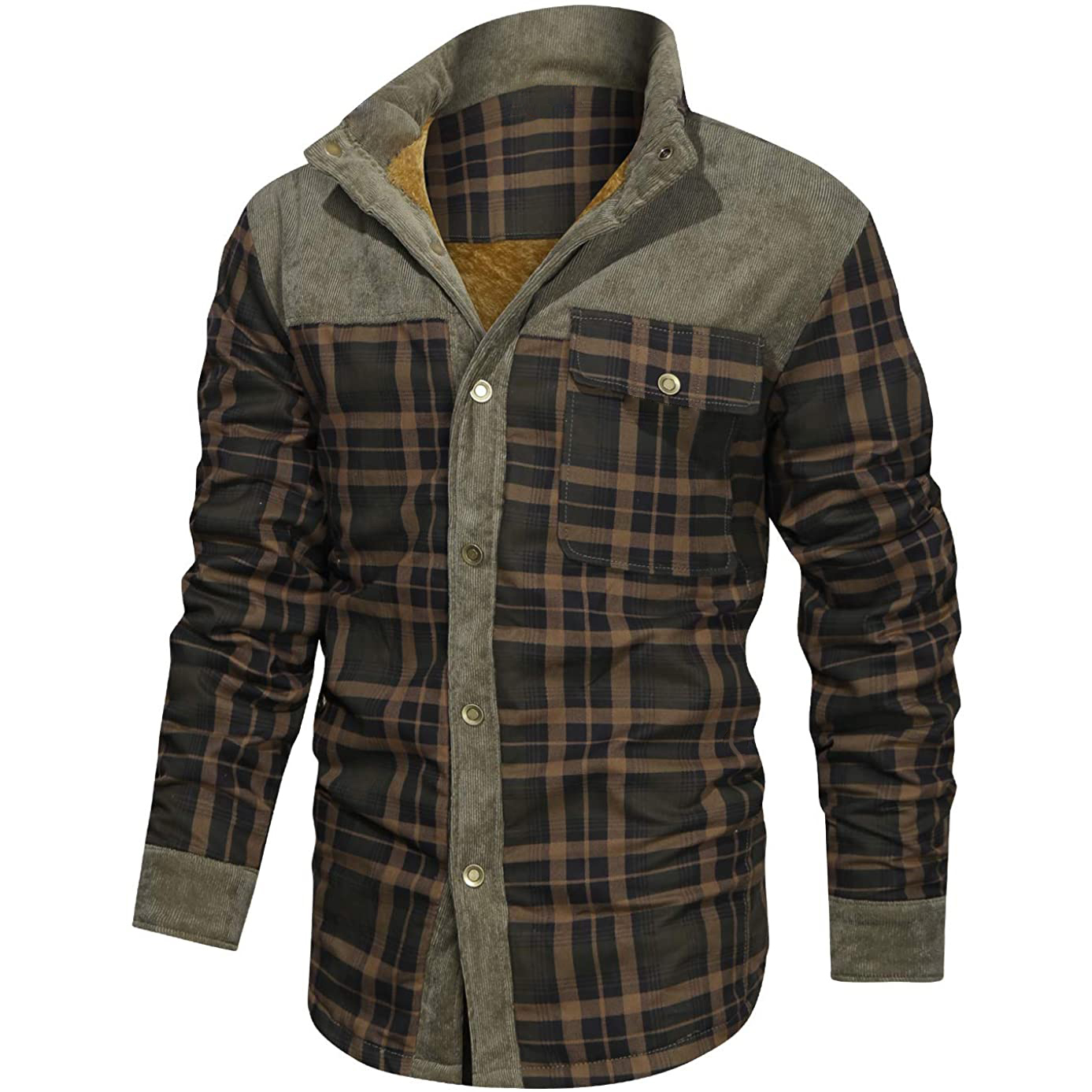 Men's Retro Check Pattern Stitching Warm Wanderer Jacket