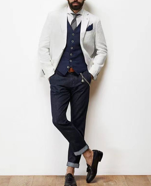 Casual Plain Single Breasted Cotton Blazer Vest