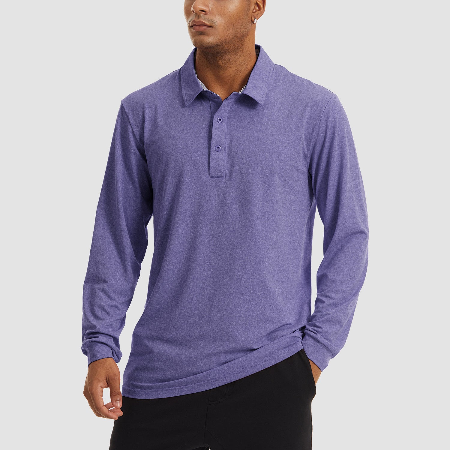 Men's Polo Shirts Long Sleeve Golf Shirts Quick Dry Performance Pique Jersey Sport