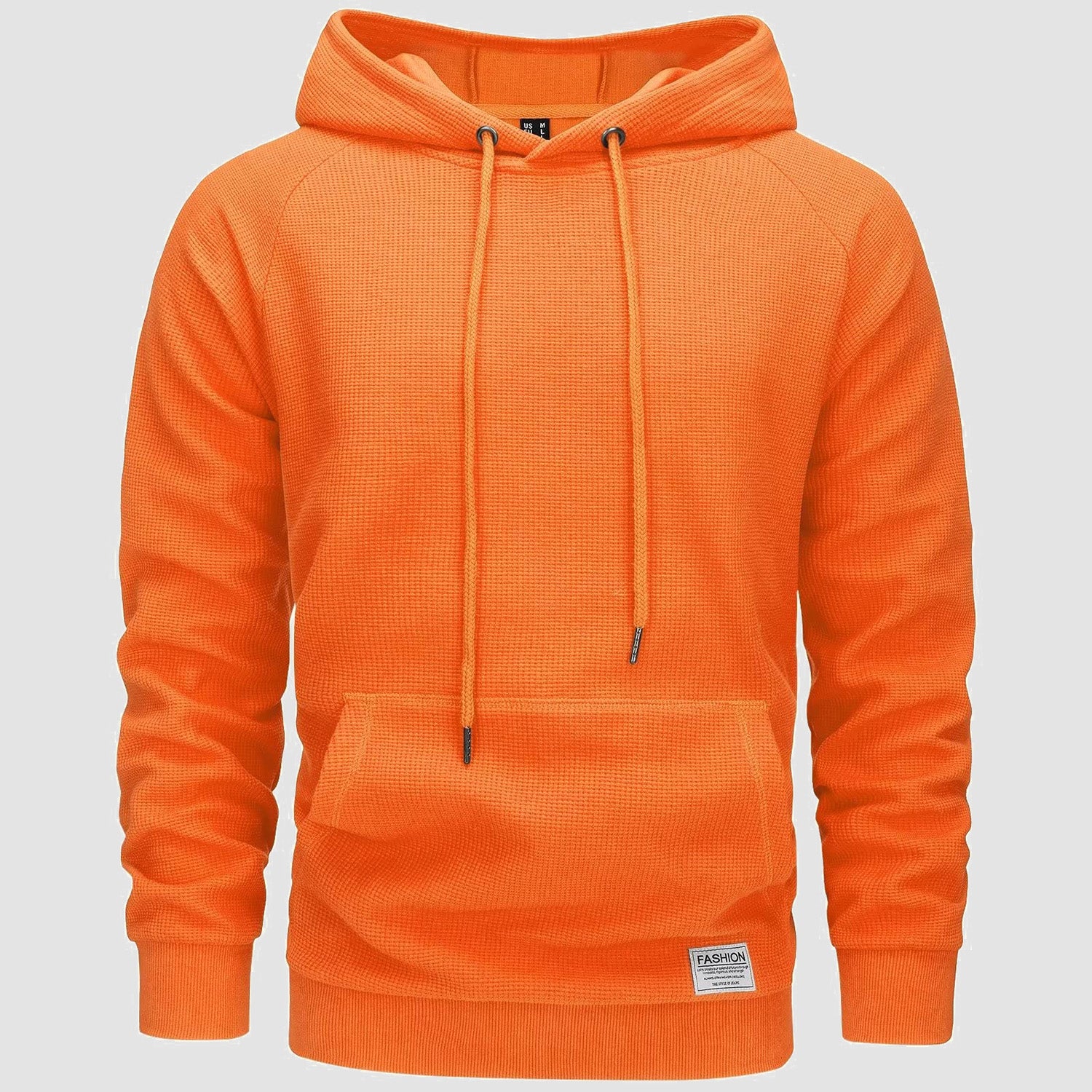 Men's Pullover Hoodies Waffle Knit Long Sleeve Drawstring Casual Active Hooded Sweatshirts with Kangaroo Pockets