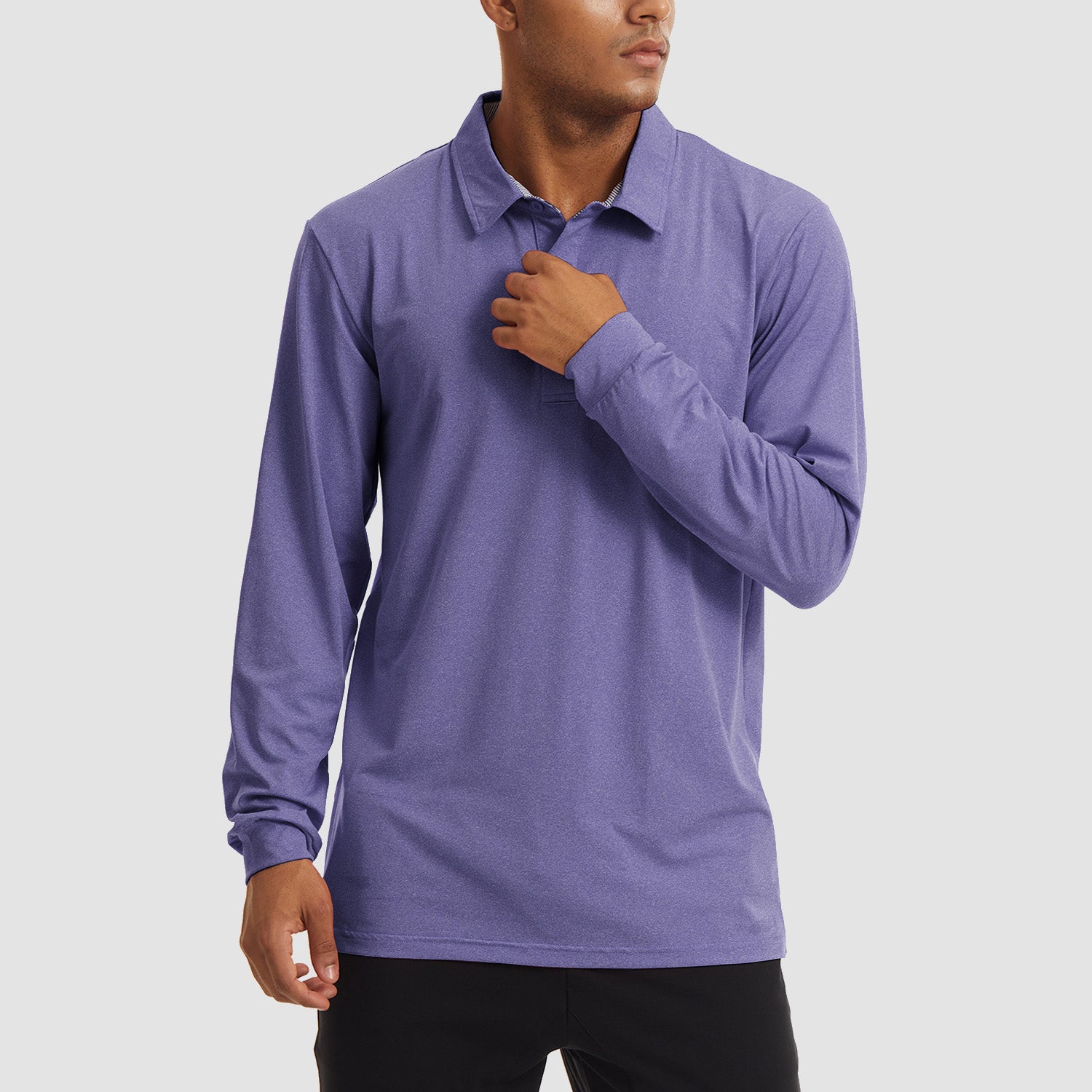 Men's Polo Shirts Long Sleeve Golf Shirts Quick Dry Performance Pique Jersey Sport
