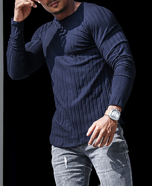 Crew Neck Raglan Sleeve Ribbed Shirt