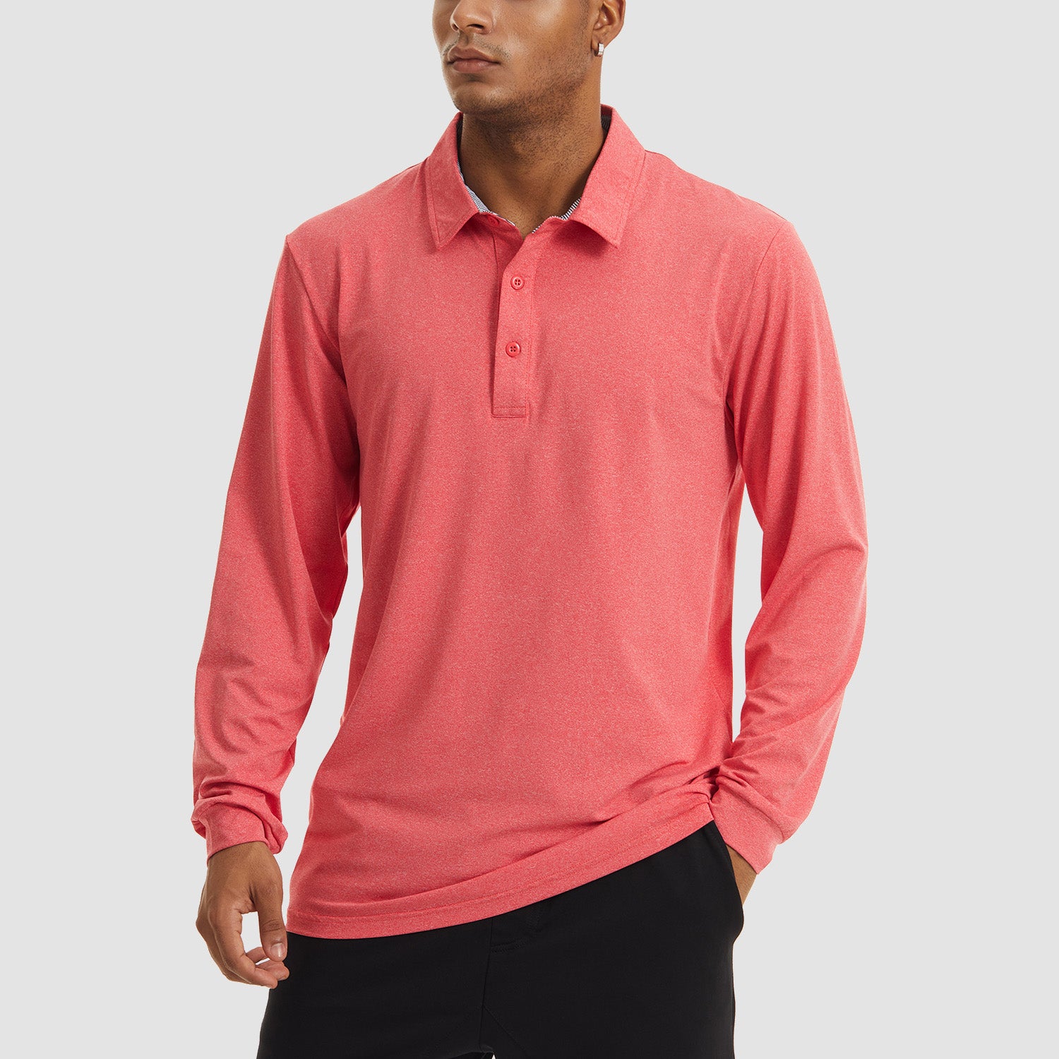 Men's Polo Shirts Long Sleeve Golf Shirts Quick Dry Performance Pique Jersey Sport