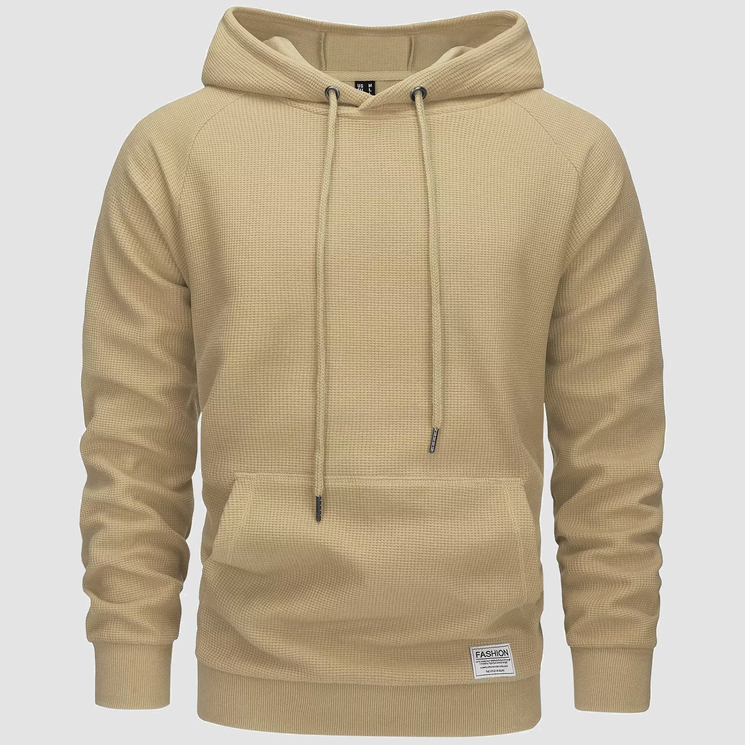 Men's Pullover Hoodies Waffle Knit Long Sleeve Drawstring Casual Active Hooded Sweatshirts with Kangaroo Pockets