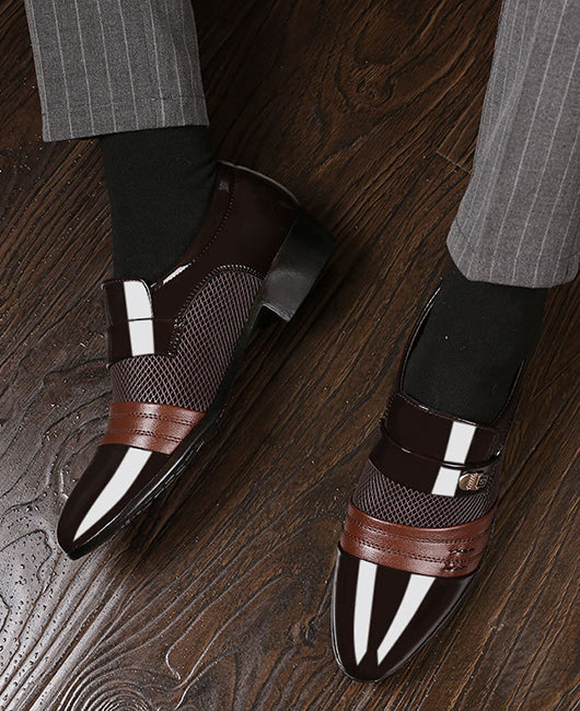 Business Spliced Chunky Heel PU Shoes