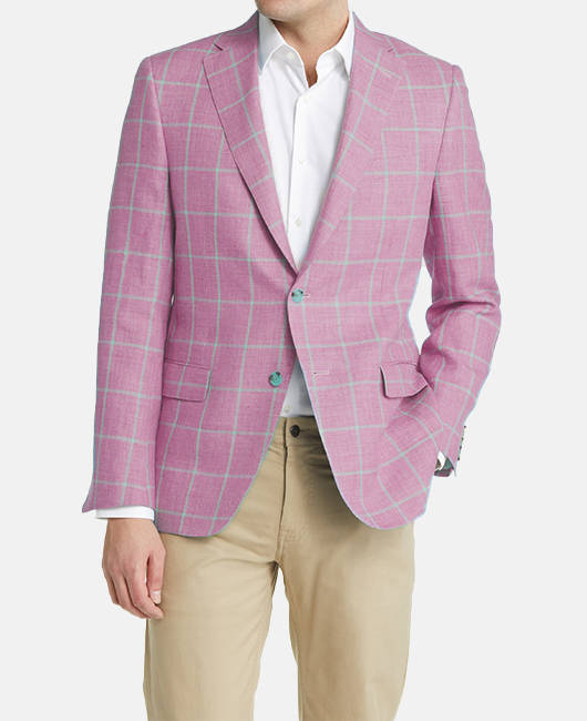 OK Casual Plain Plaid Notch Lapel Flap Pocket Two Button Blazer