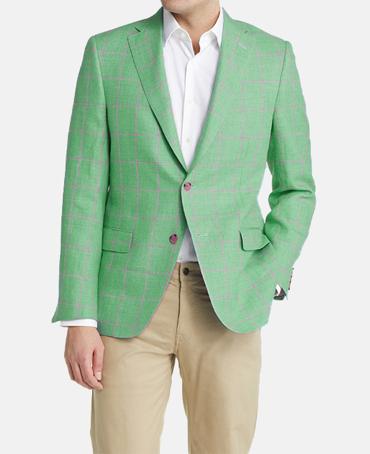 OK Casual Plain Plaid Notch Lapel Flap Pocket Two Button Blazer