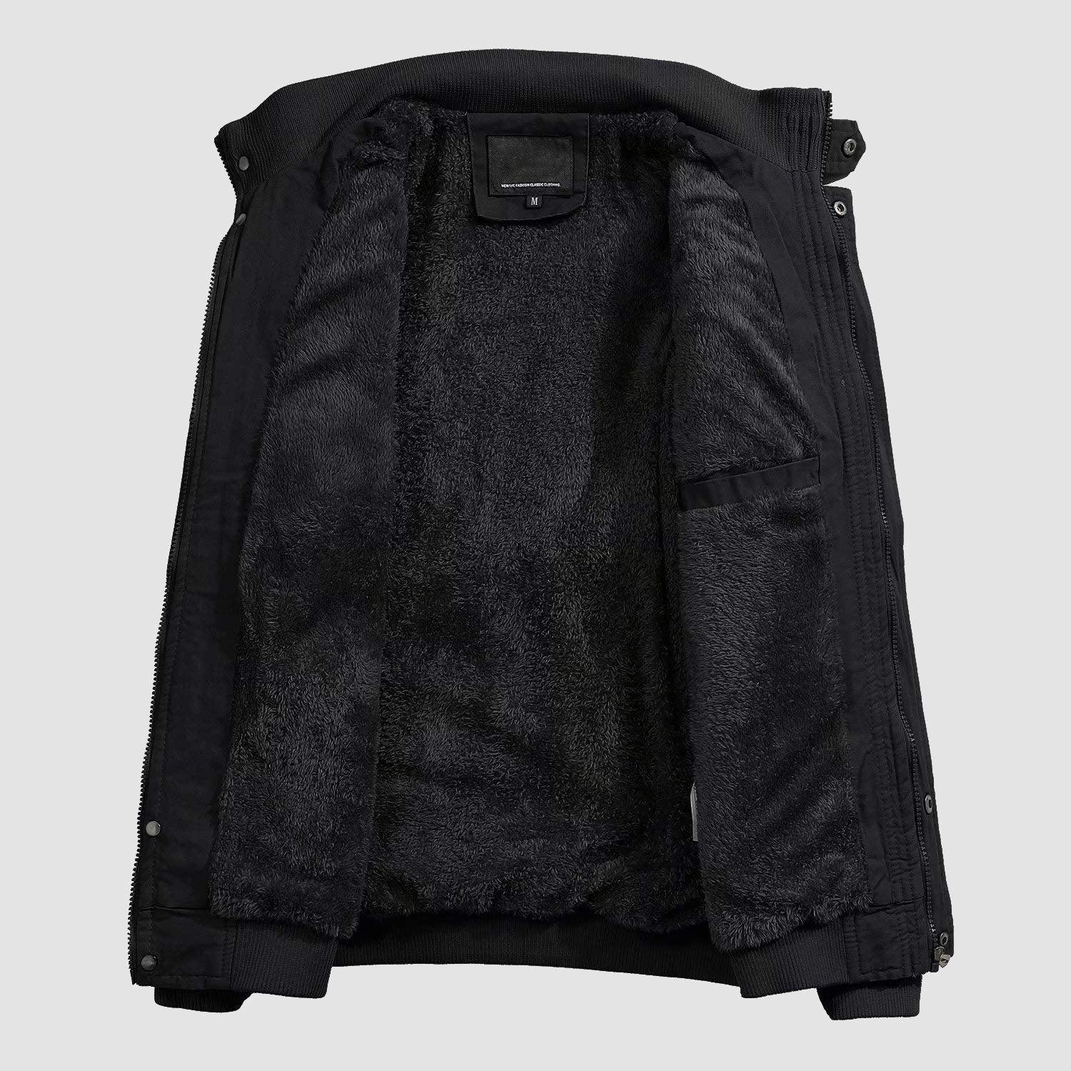 Men's Jacket Winter Military Cargo Work Jacket with 5 Pockets Fleece Lined Thicken Warm Coat