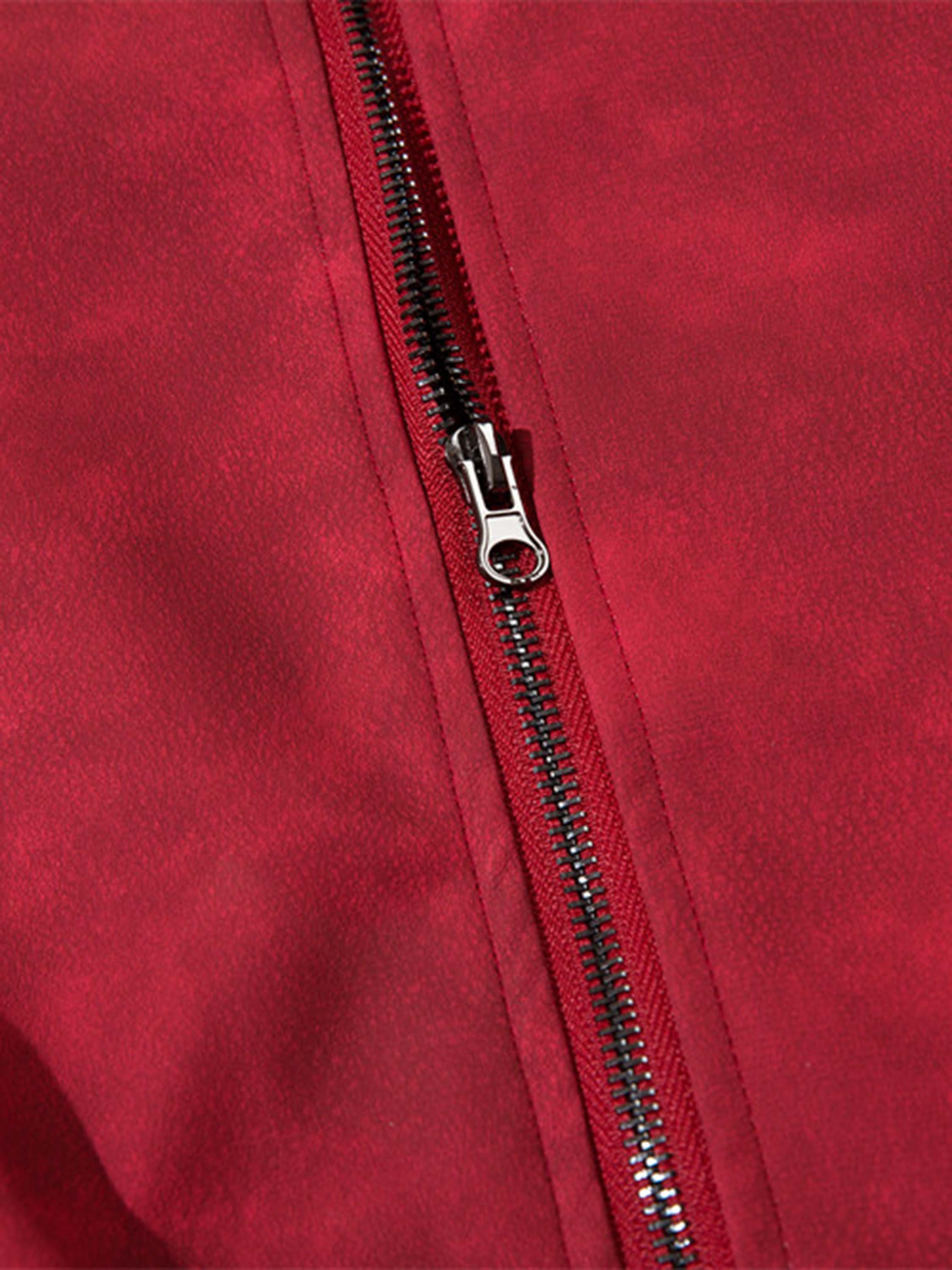 The Vimiaparty American Street Tide Patch Leather Embroidered Monogram Baseball Jacket