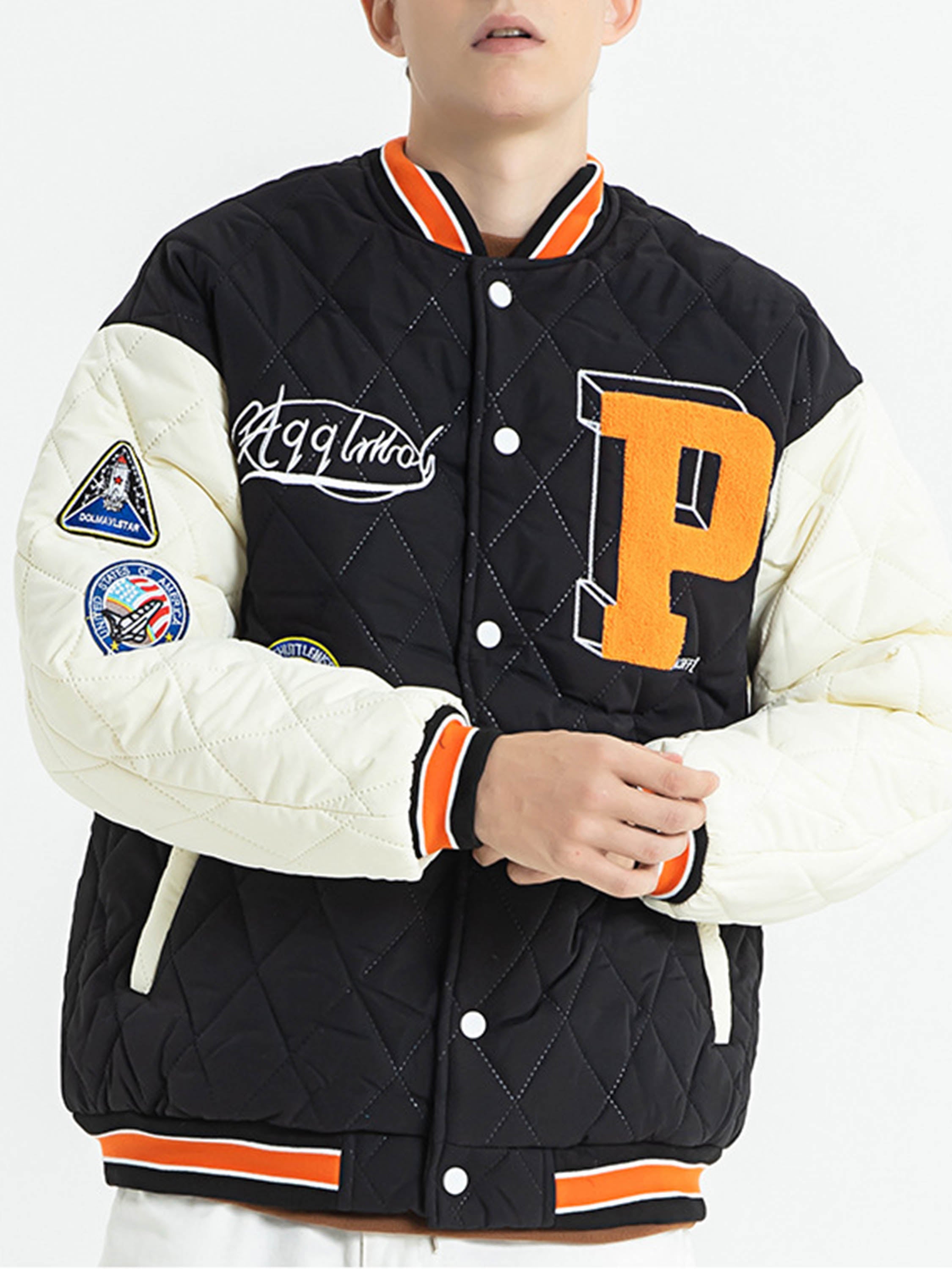 The Vimiaparty American Style Compound Velvet Check Thickened Cotton Baseball Suit Jacket