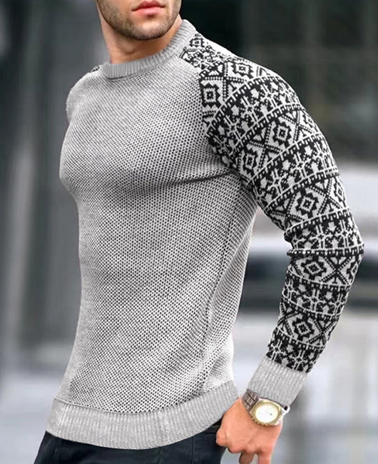 Contrast Geo Panel Waffle Knit Top