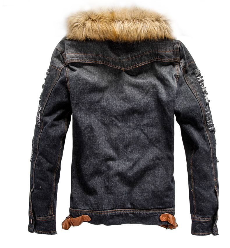 Men's Sherpa Fleece Lined Distressed Denim Trucker Jacket