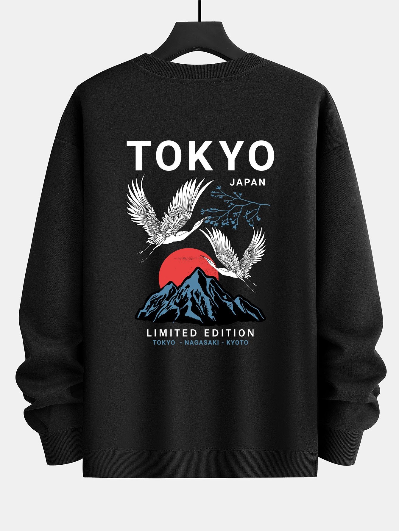 Tokyo Crane Back Print Relax Fit Sweatshirt