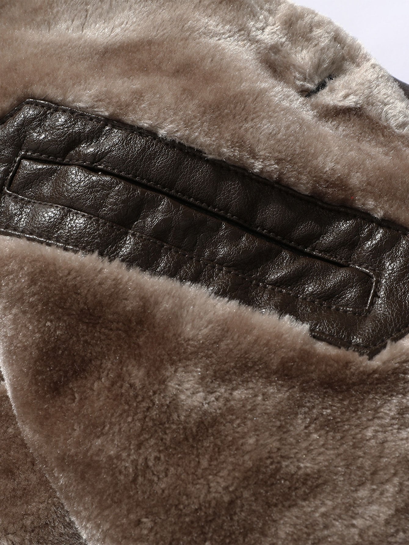 Long Line Faux Fur Lined PU Leather Coat