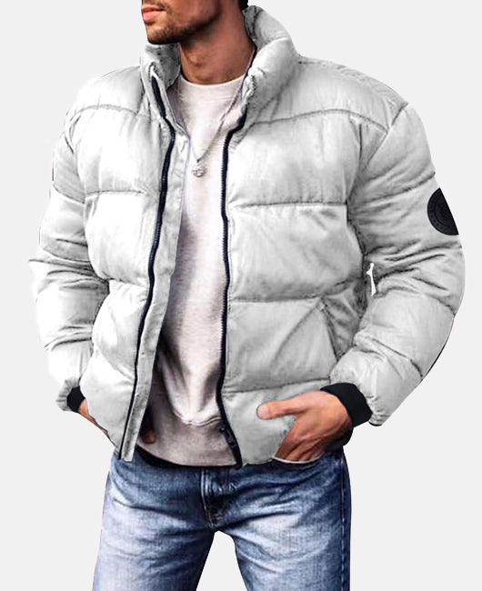 Solid Zip Up Stand Up Coat