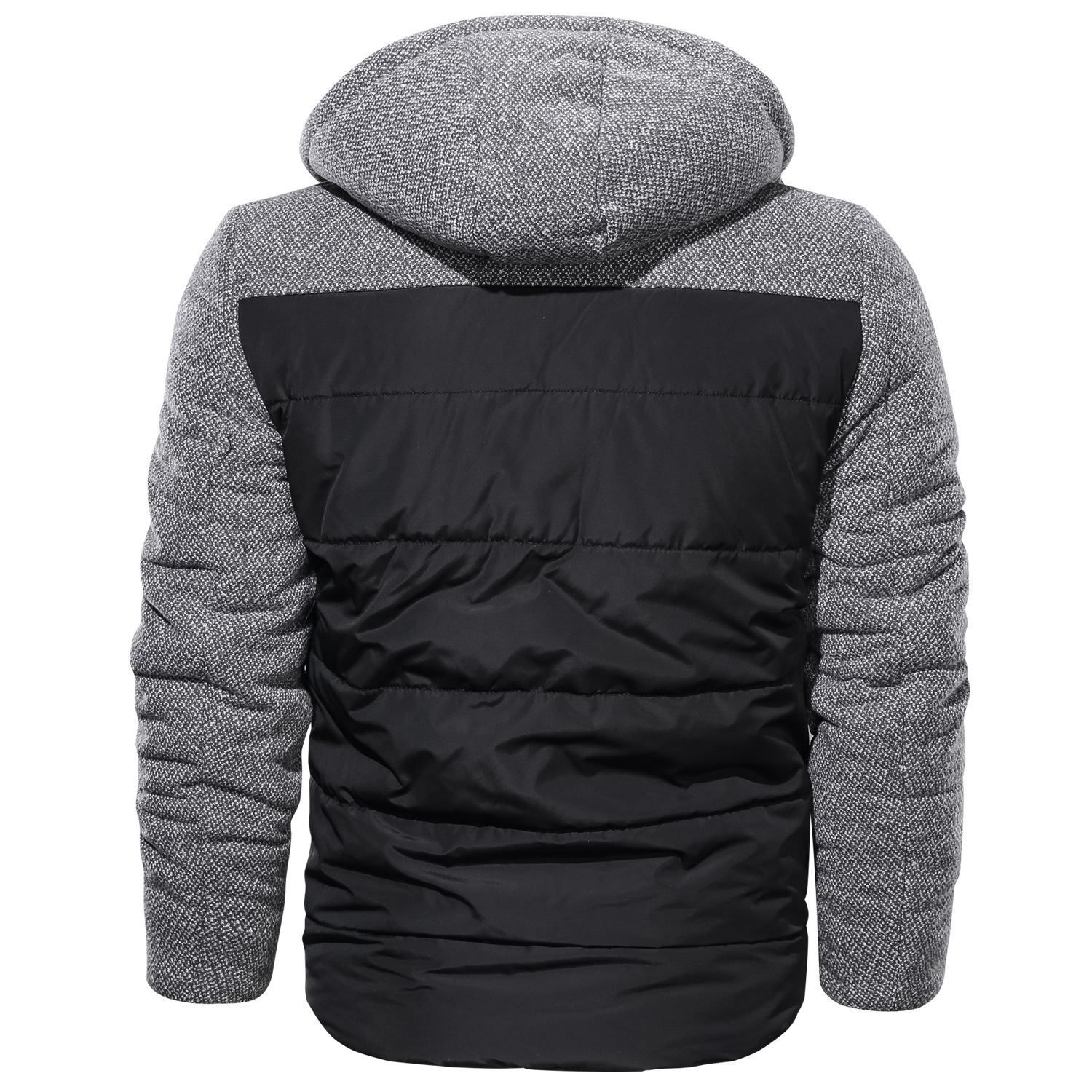 Men's Casual Stitching Warm Hooded Cotton Coat