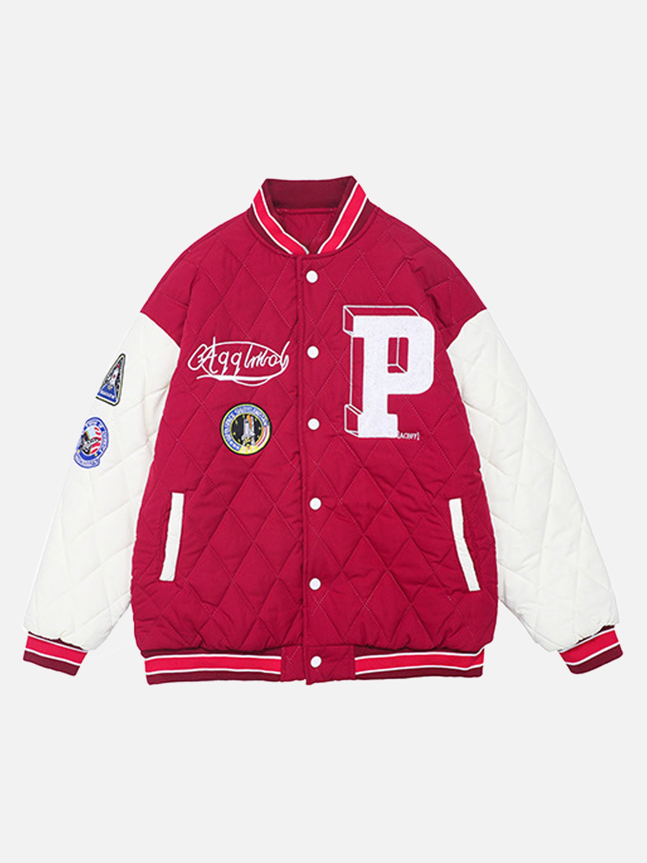 The Vimiaparty American Style Compound Velvet Check Thickened Cotton Baseball Suit Jacket
