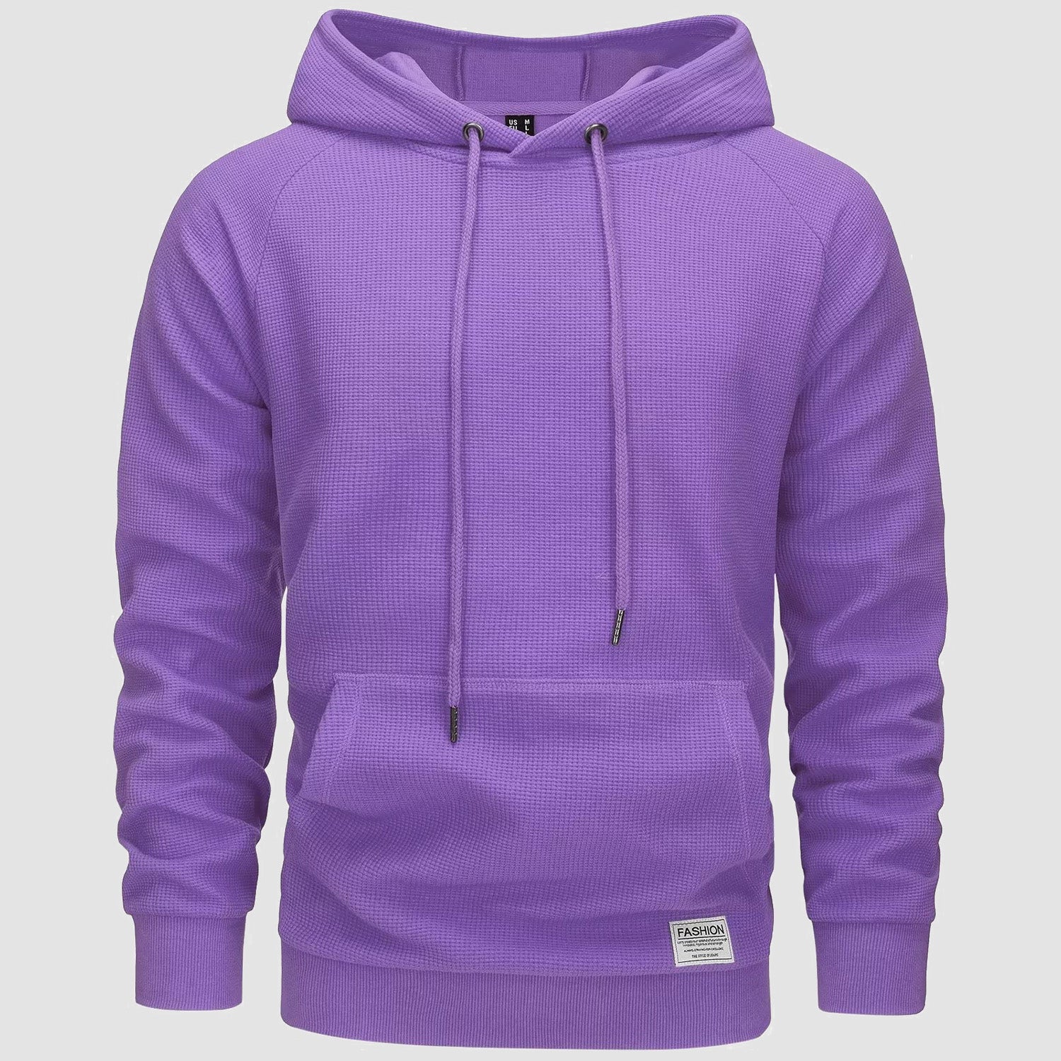 Men's Pullover Hoodies Waffle Knit Long Sleeve Drawstring Casual Active Hooded Sweatshirts with Kangaroo Pockets