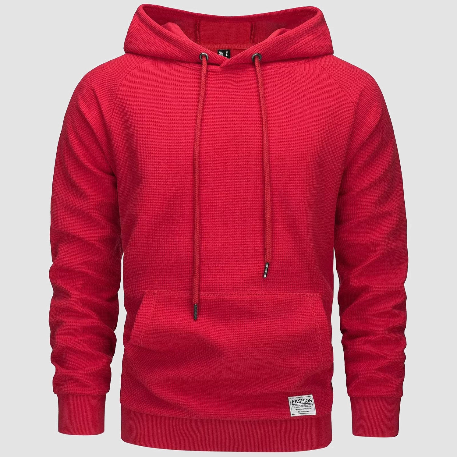 Men's Pullover Hoodies Waffle Knit Long Sleeve Drawstring Casual Active Hooded Sweatshirts with Kangaroo Pockets